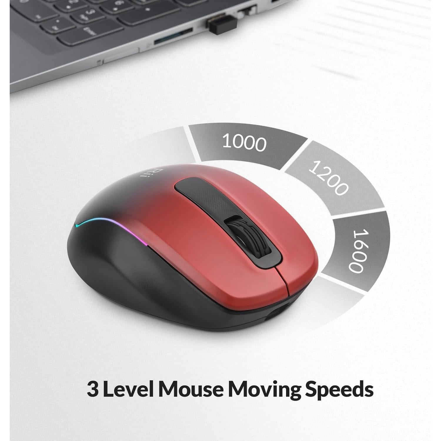 Rii Ratón Inalámbrico Recargable 2.4GHz 1000/1200/1600 DPI