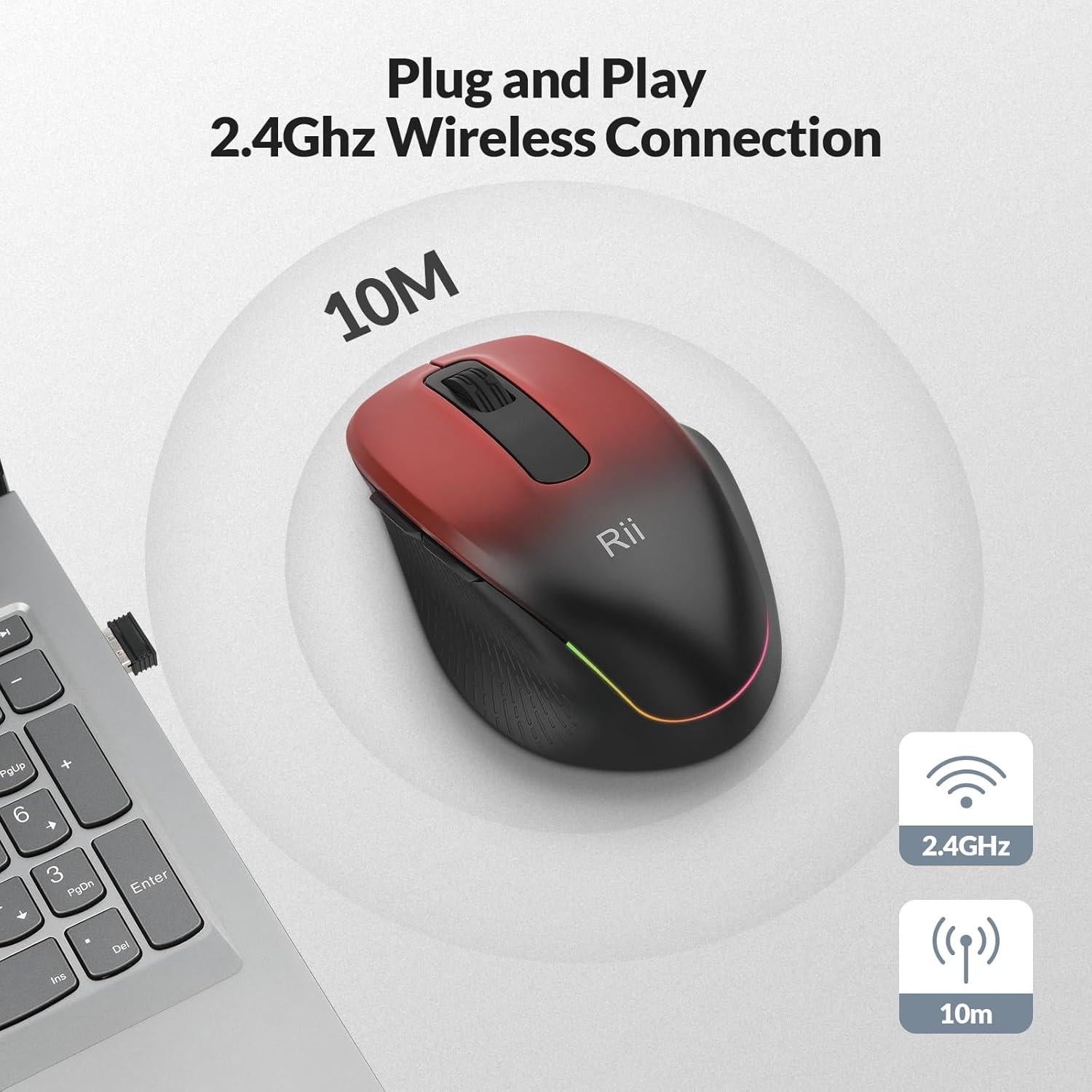 Rii Ratón Inalámbrico Recargable 2.4GHz 1000/1200/1600 DPI