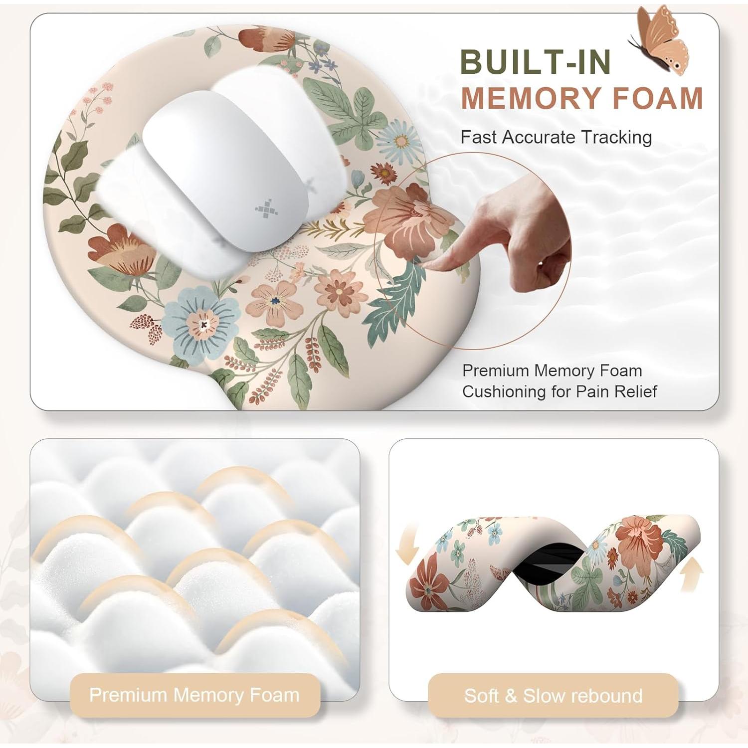 Conjunto de Alfombrillas de Ratón iLeadon Ergonómico Beige