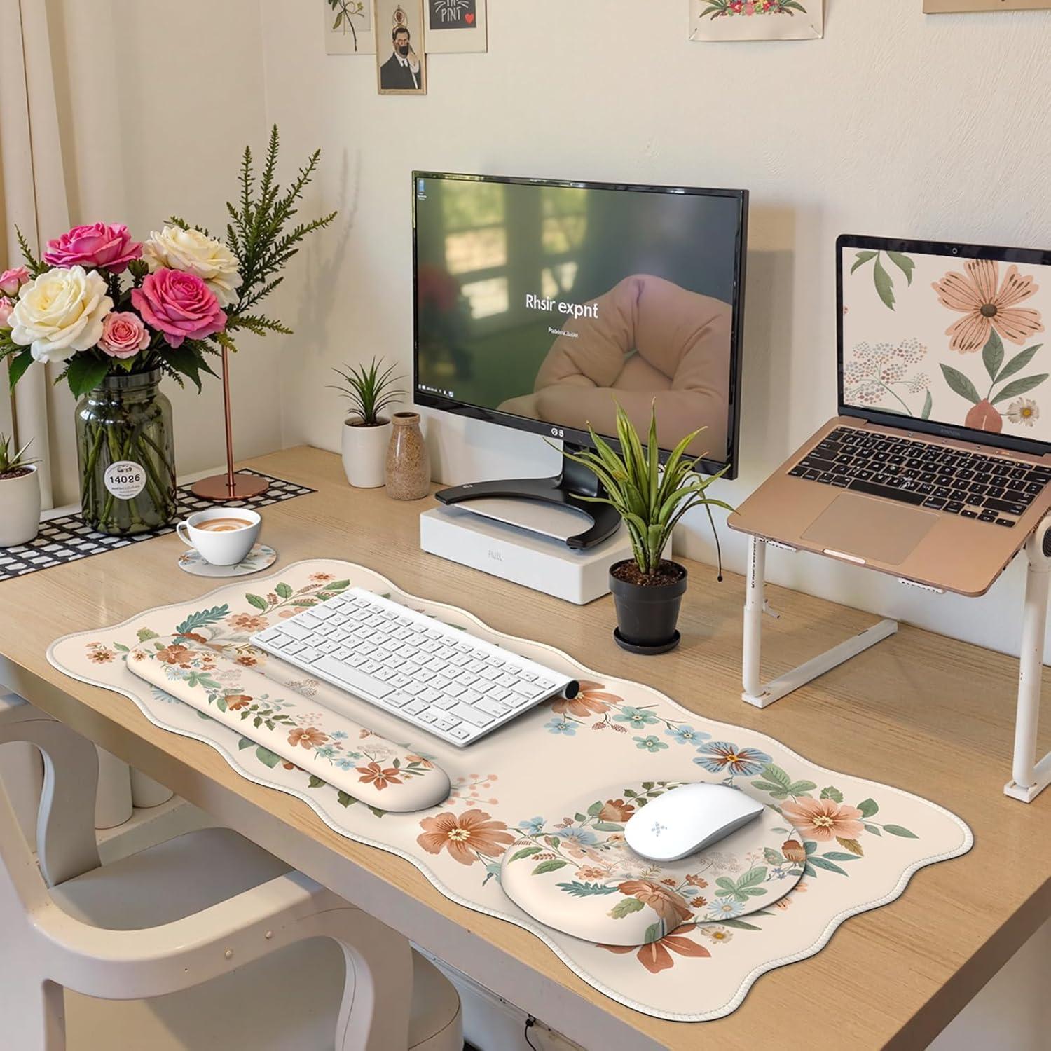 Conjunto de Alfombrillas de Ratón iLeadon Ergonómico Beige