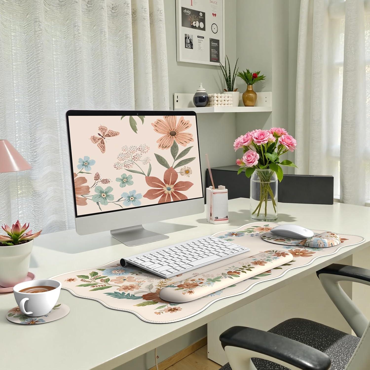 Conjunto de Alfombrillas de Ratón iLeadon Ergonómico Beige