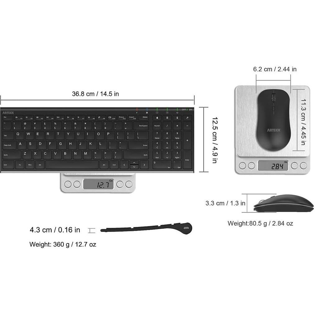 Teclado y Ratón Inalámbricos Arteck HW193/MW162 Ergonómico