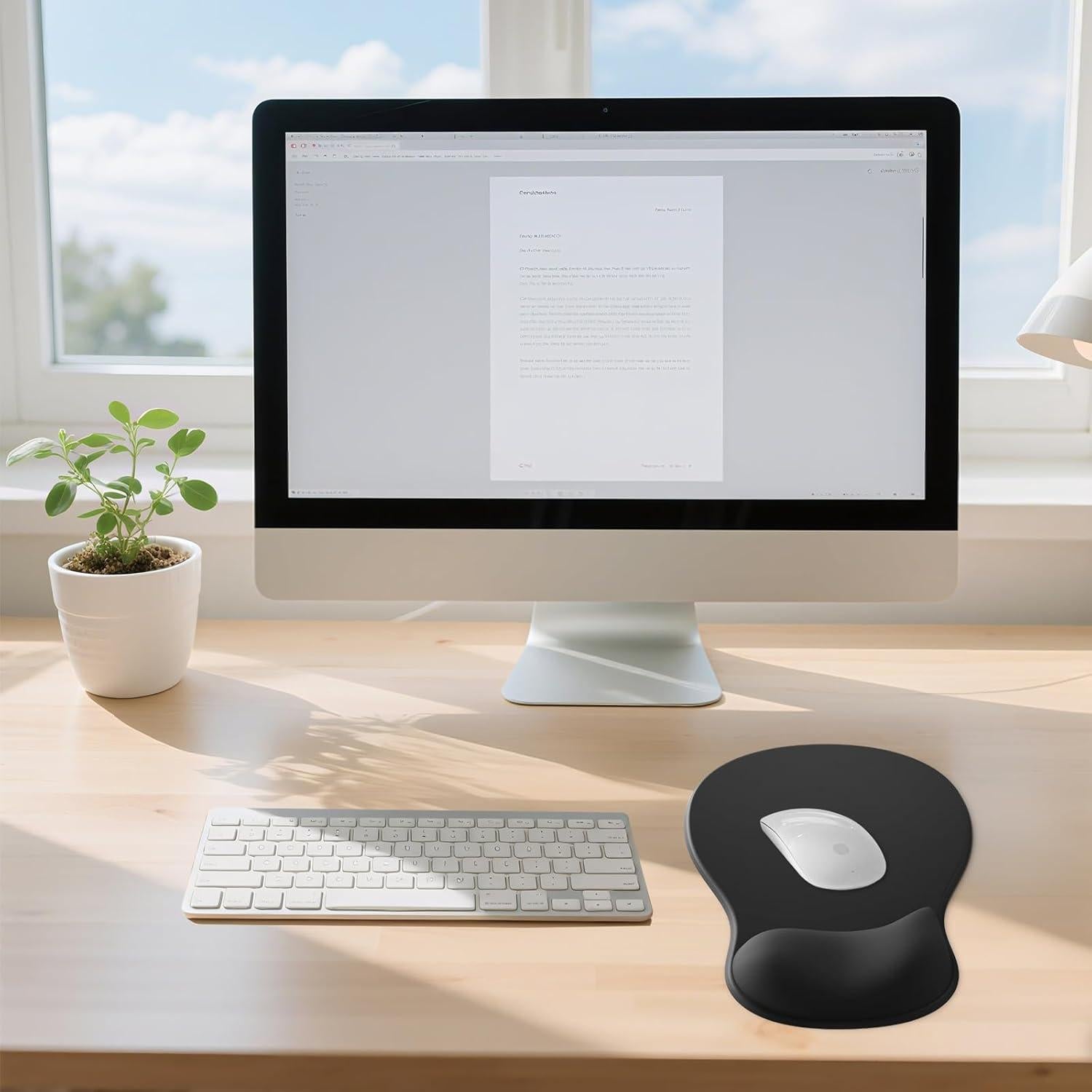 Alfombrilla de Ratón Ergonómica G JGOO con Reposamuñecas Negra