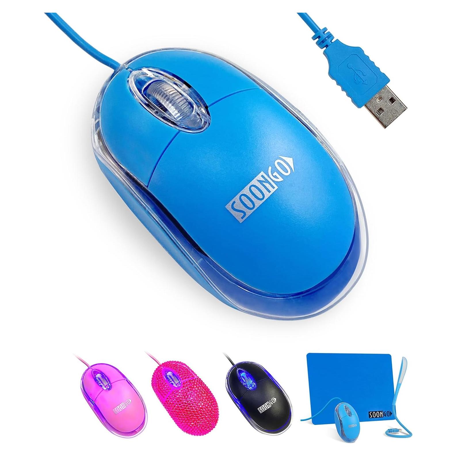 Ratón Infantil SOONGO USB Óptico Ergonómico Azul 1.5m