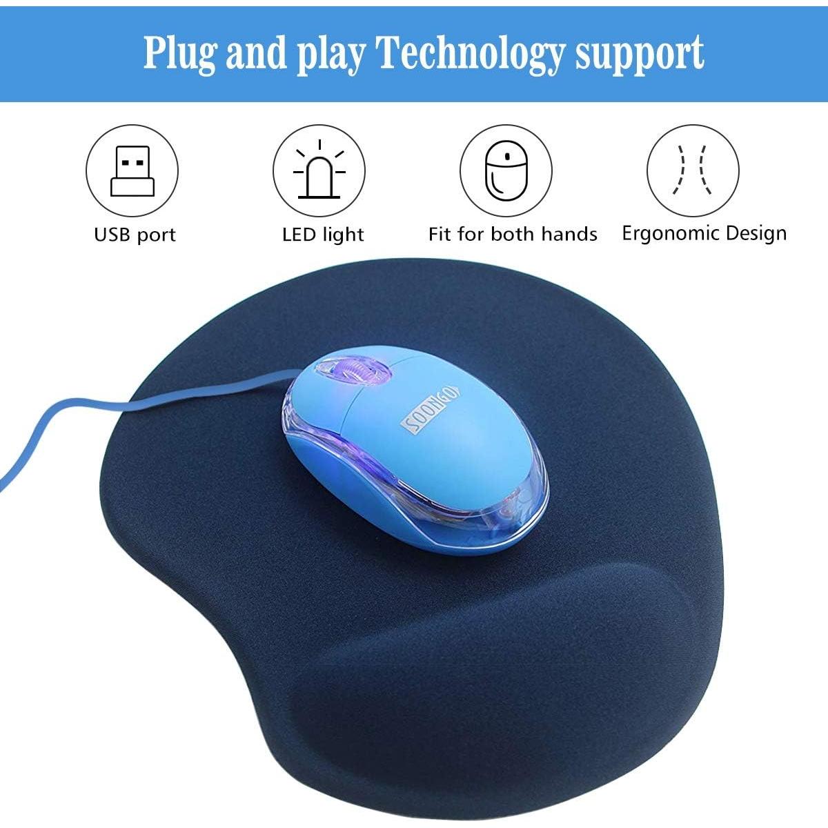 Ratón Infantil SOONGO USB Óptico Ergonómico Azul 1.5m