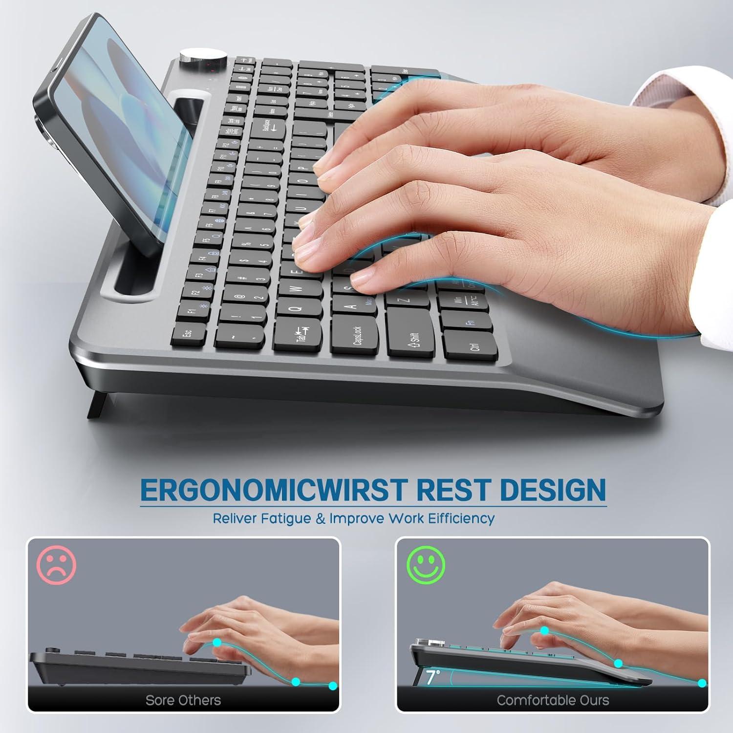 Combo Teclado y Ratón Inalámbricos JOYACCESS Gris Ergonómico