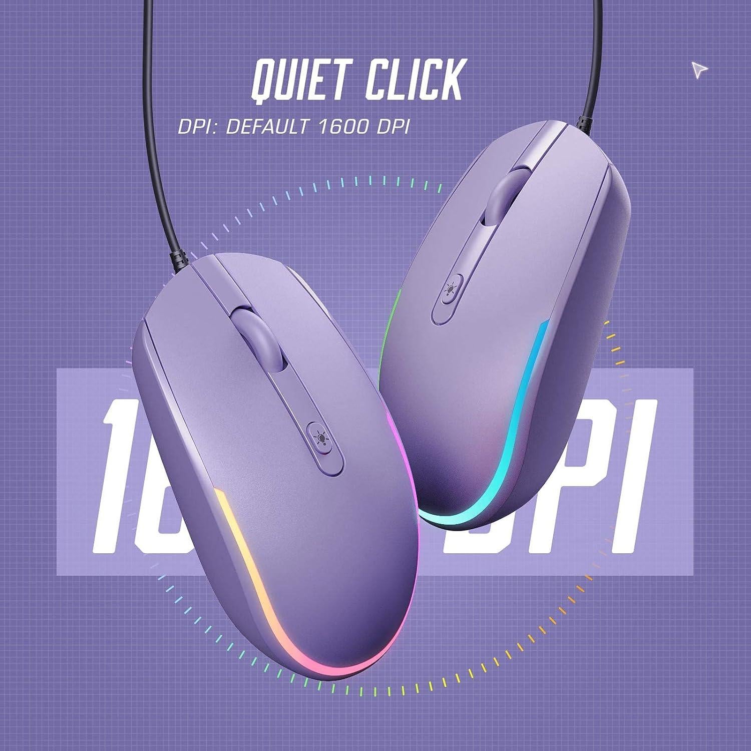 Ratón con Cable Seenda USB RGB LED Púrpura - 108g