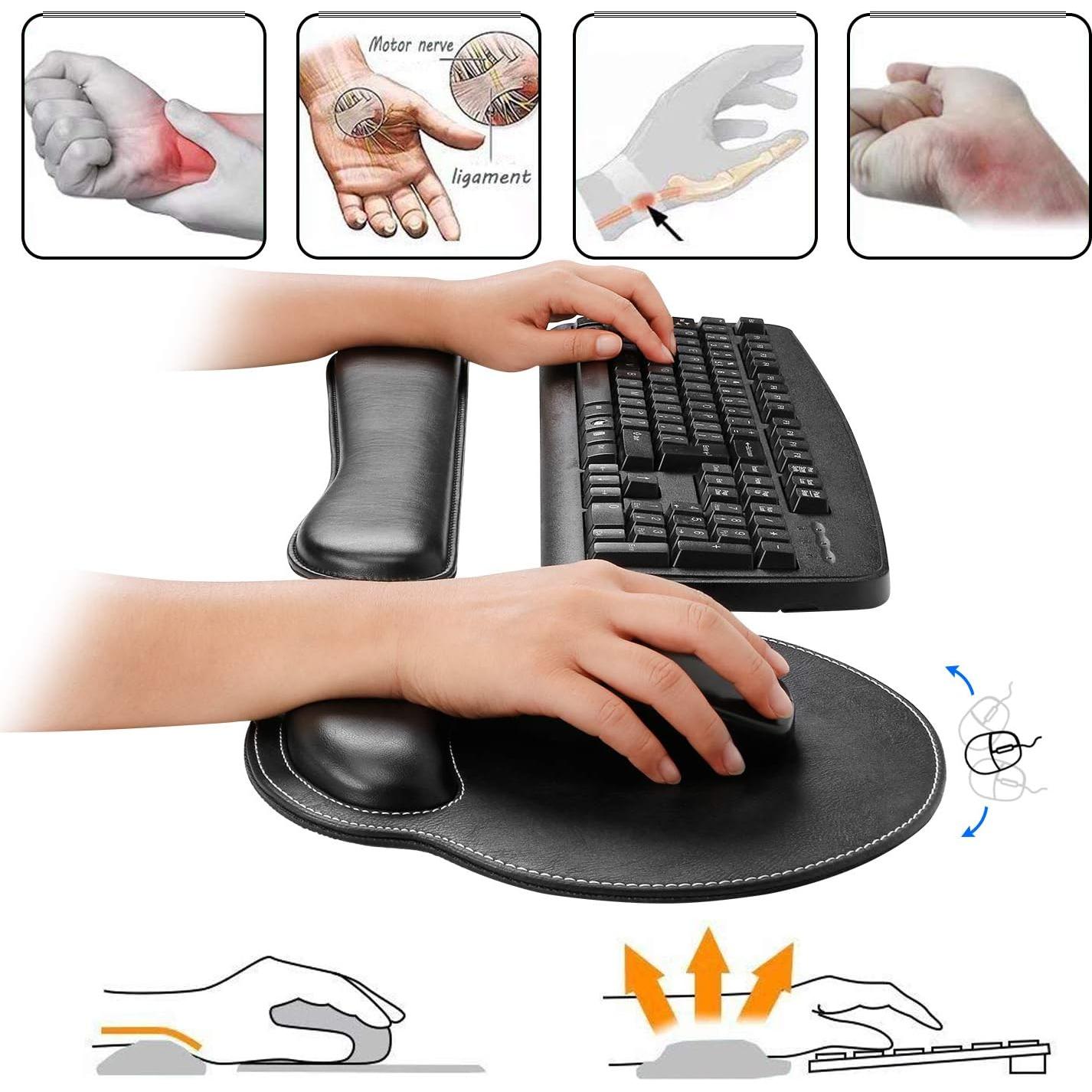 Reposamuñecas Ergonómico RICHEN PU Negro con Alfombrilla