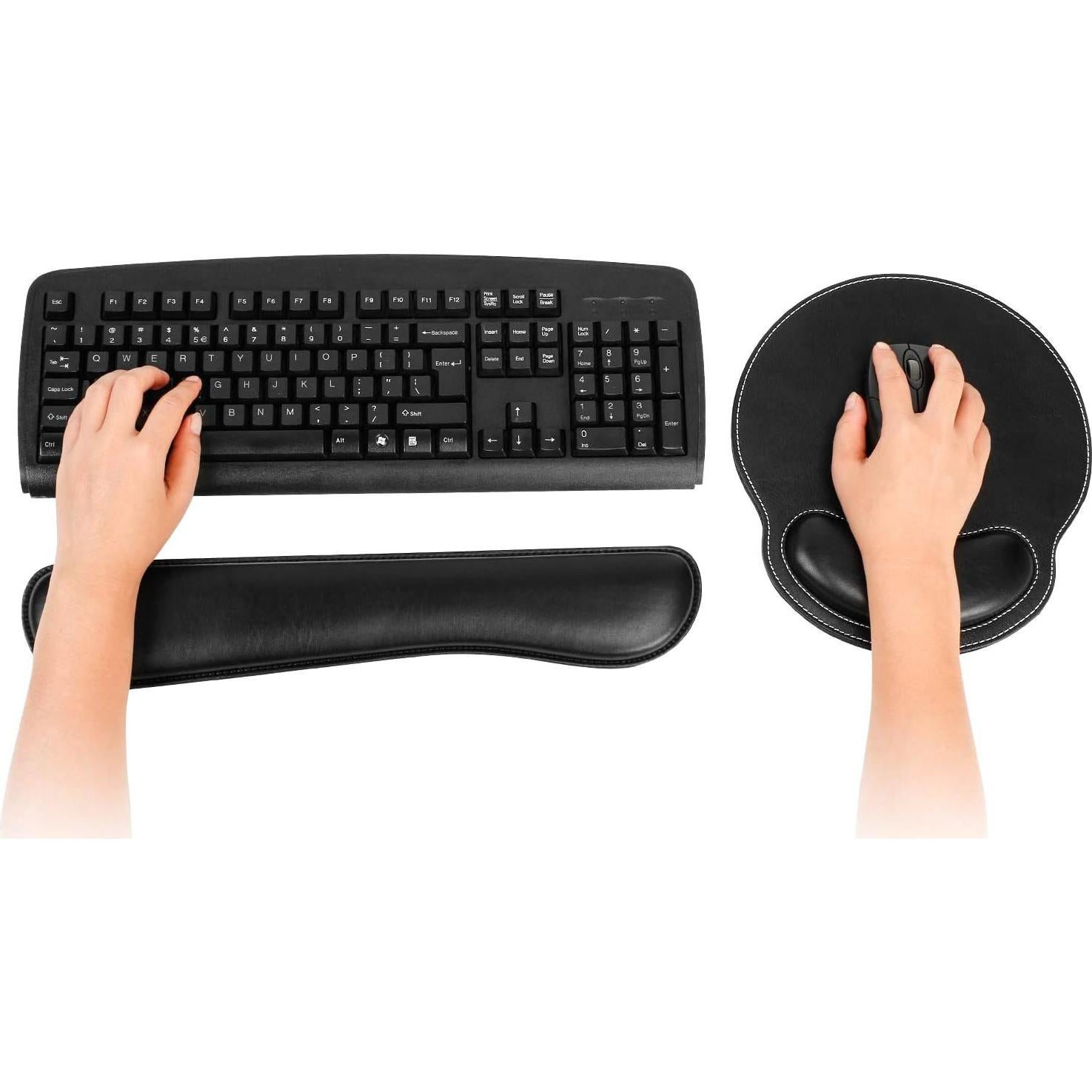 Reposamuñecas Ergonómico RICHEN PU Negro con Alfombrilla