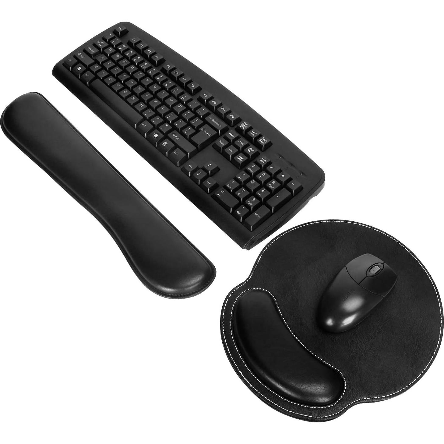 Reposamuñecas Ergonómico RICHEN PU Negro con Alfombrilla