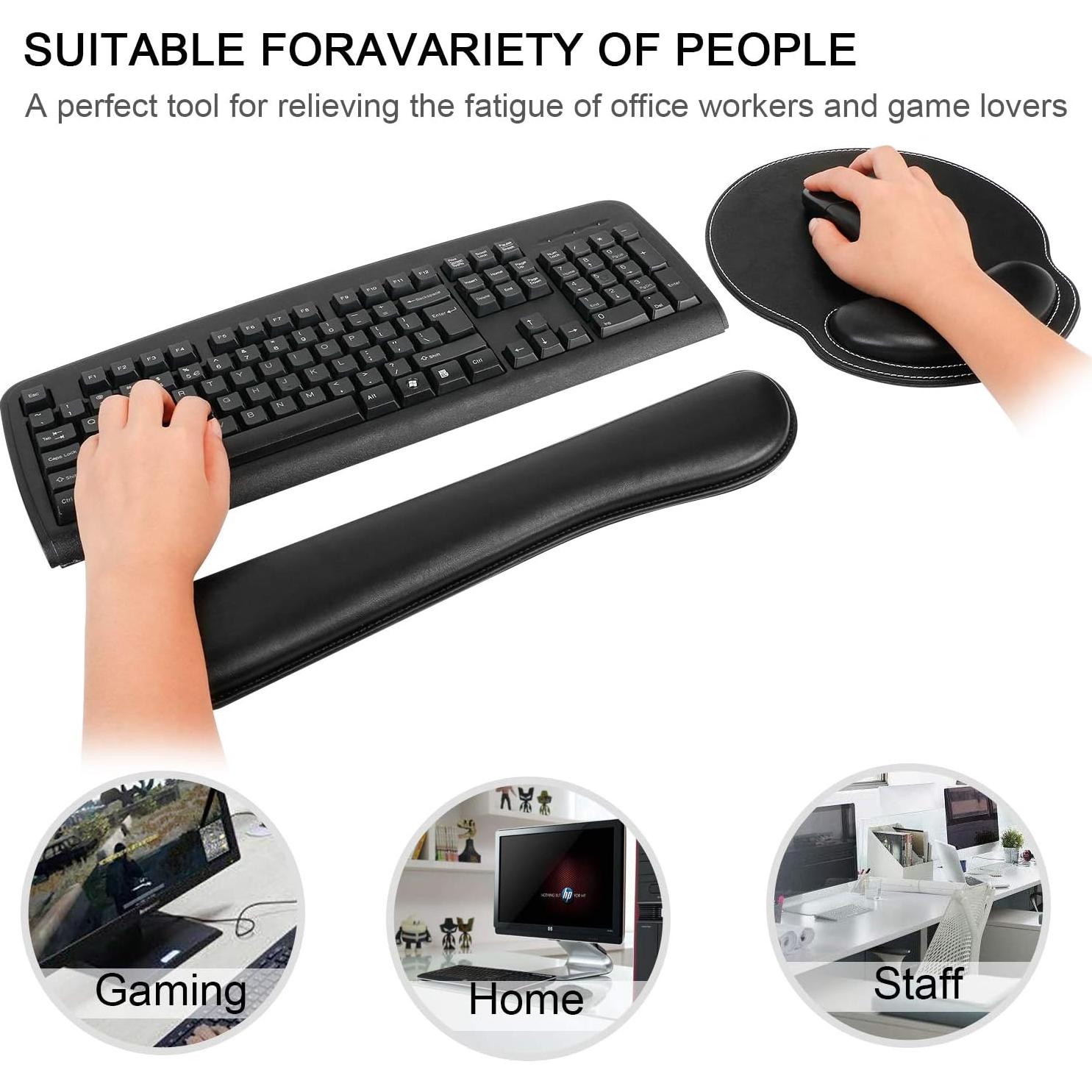 Reposamuñecas Ergonómico RICHEN PU Negro con Alfombrilla