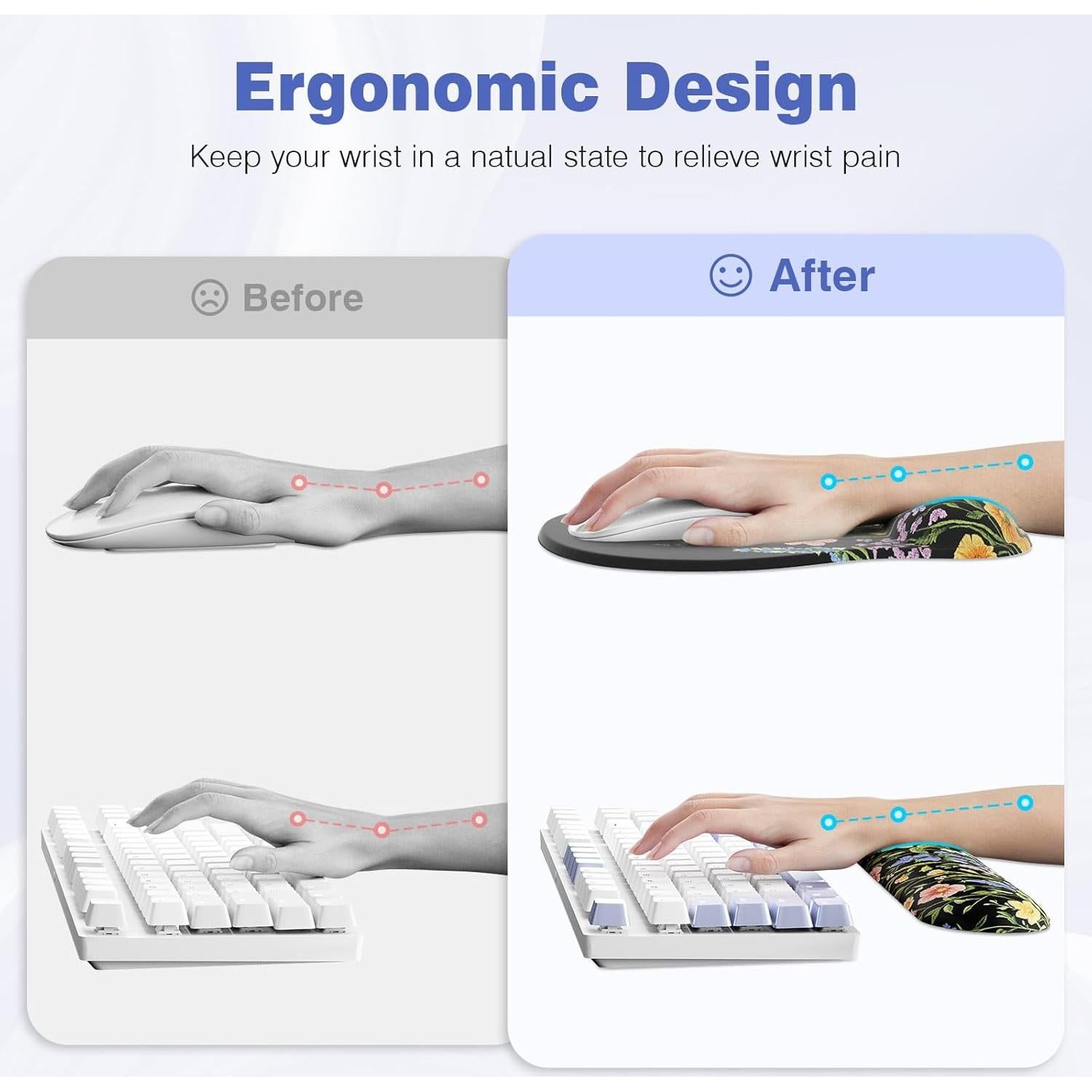 Reposamuñecas ergonómico Ospelelf 3 en 1 con gel y espuma