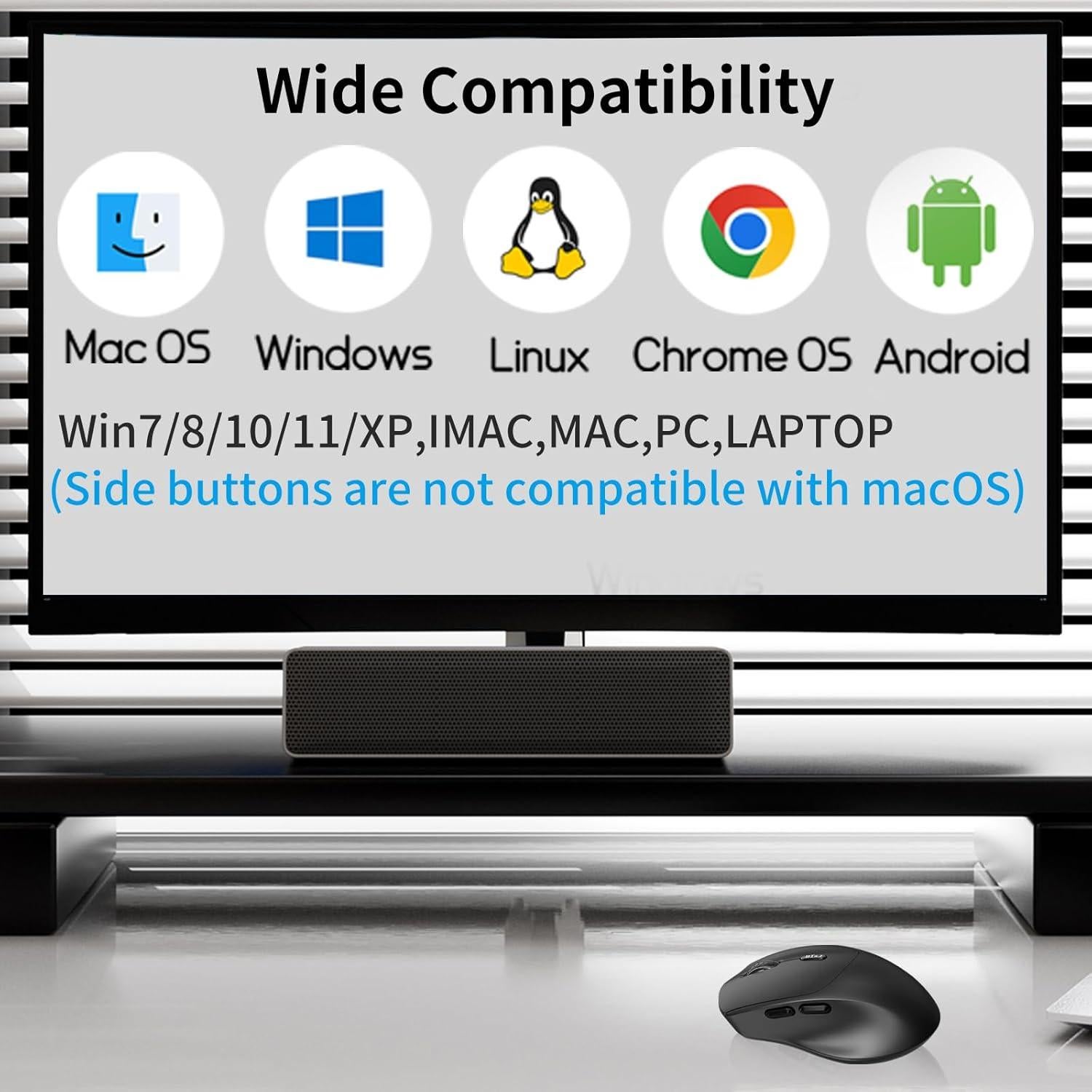 Ratón Silencioso Ergonómico Bluetooth SHUNJINRUN Negro