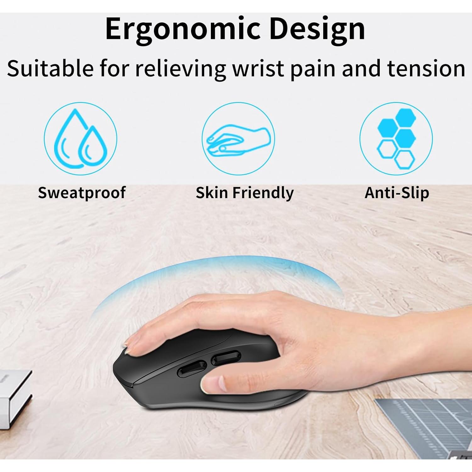 Ratón Silencioso Ergonómico Bluetooth SHUNJINRUN Negro