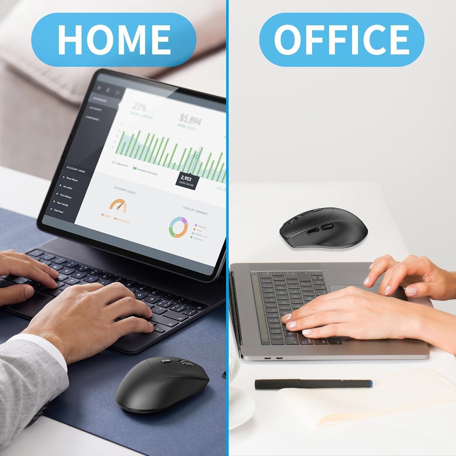 Ratón Silencioso Ergonómico Bluetooth SHUNJINRUN Negro