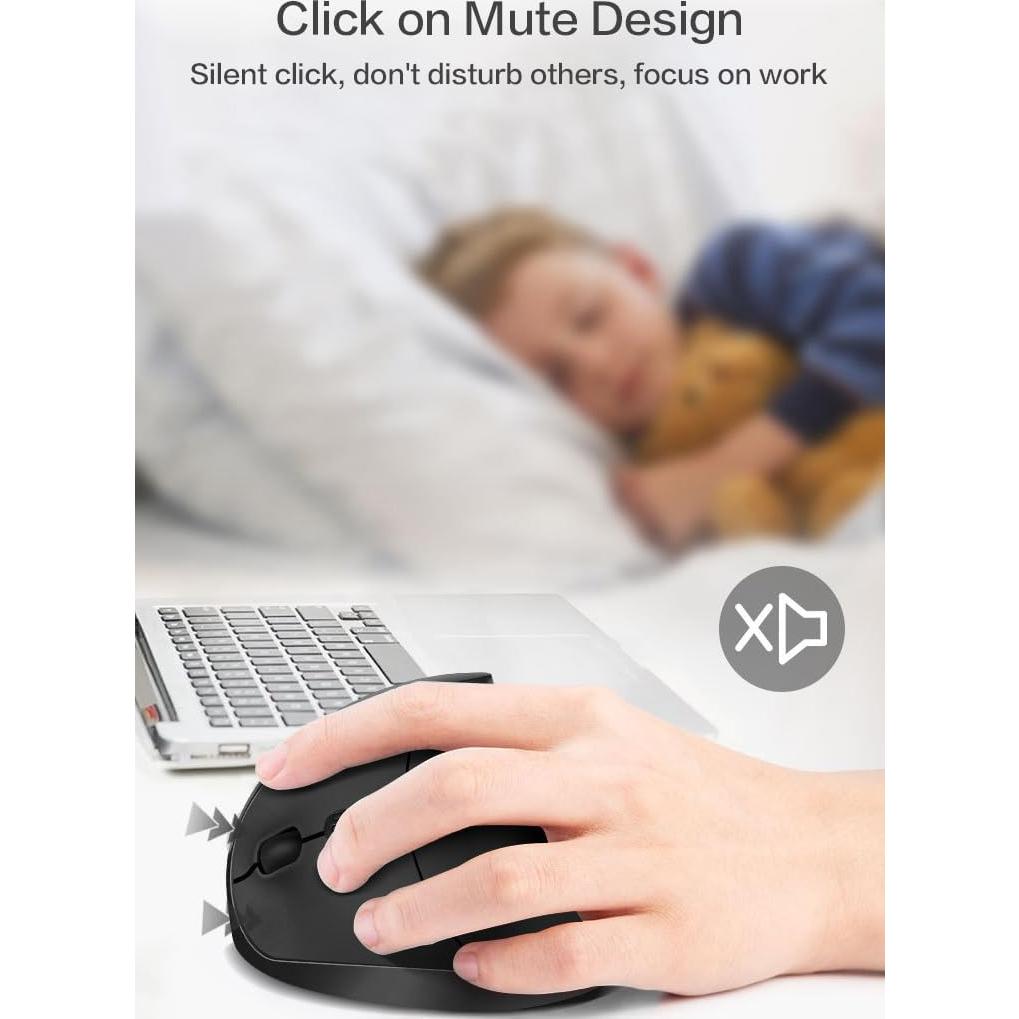 Ratón Vertical Ergonómico Inalámbrico BeWishes para Zurdos 1600 DPI