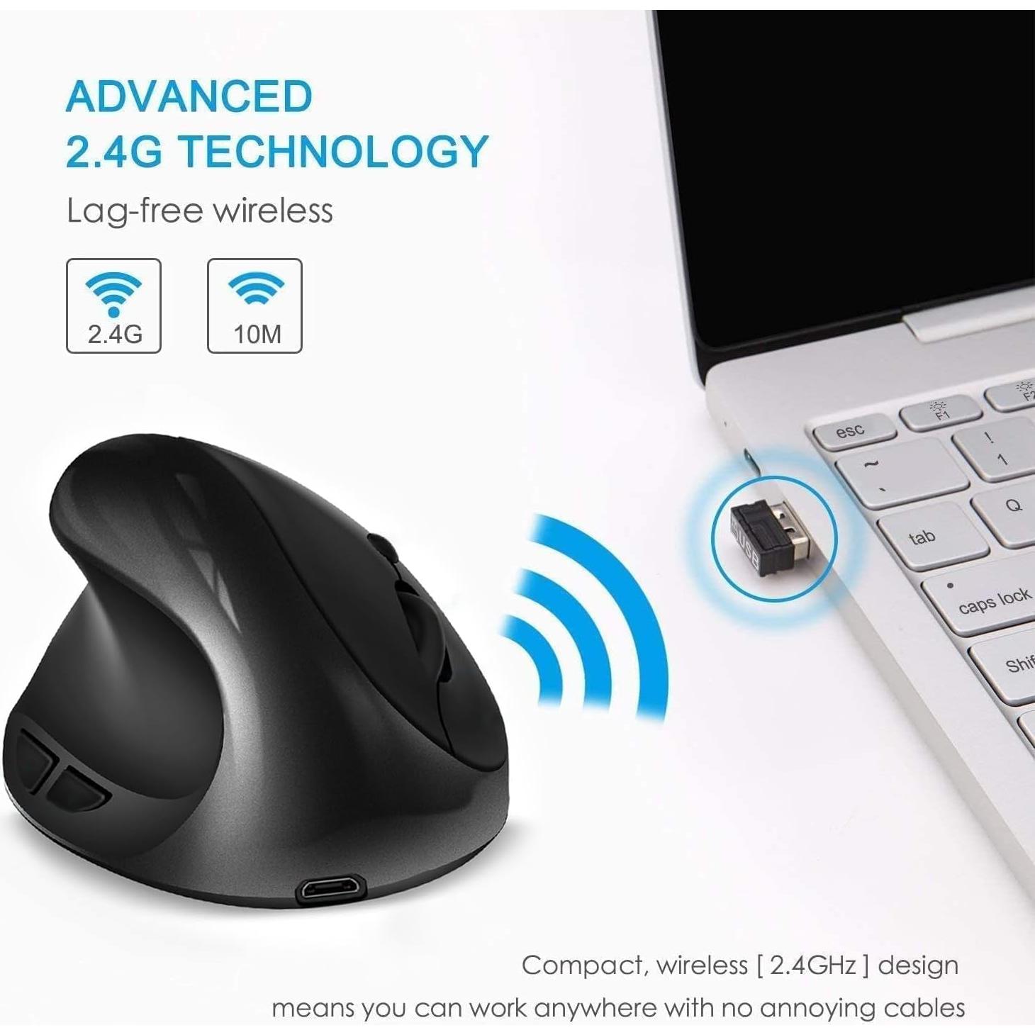 Ratón Vertical Ergonómico Inalámbrico BeWishes para Zurdos 1600 DPI