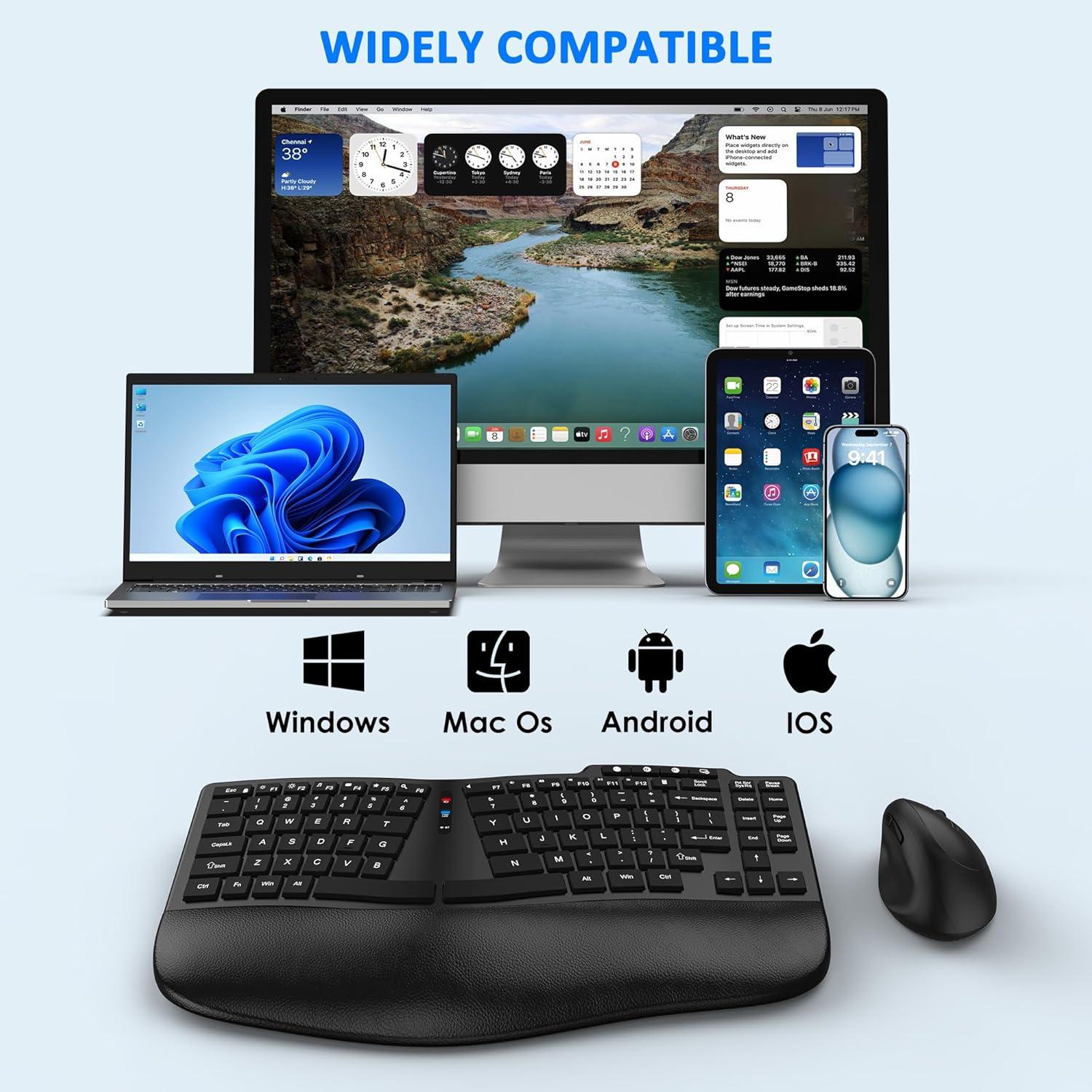 Combo Teclado y Ratón Inalámbrico Ergonómico Deying Bluetooth