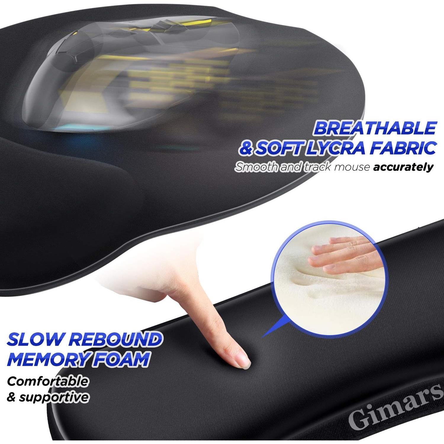 Reposamuñecas Ergonómico Gimars para Teclado y Mouse Negro