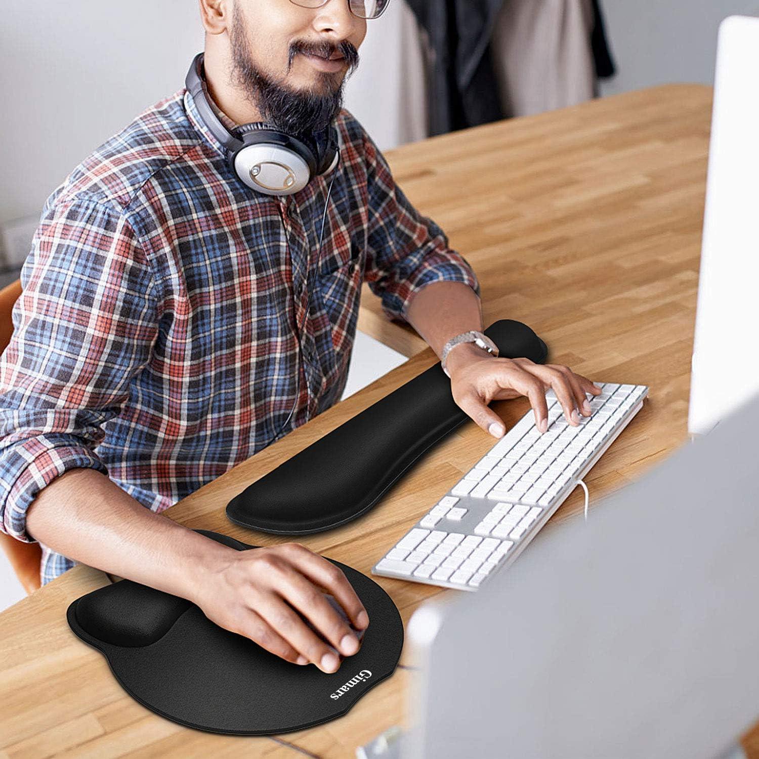 Reposamuñecas Ergonómico Gimars para Teclado y Mouse Negro