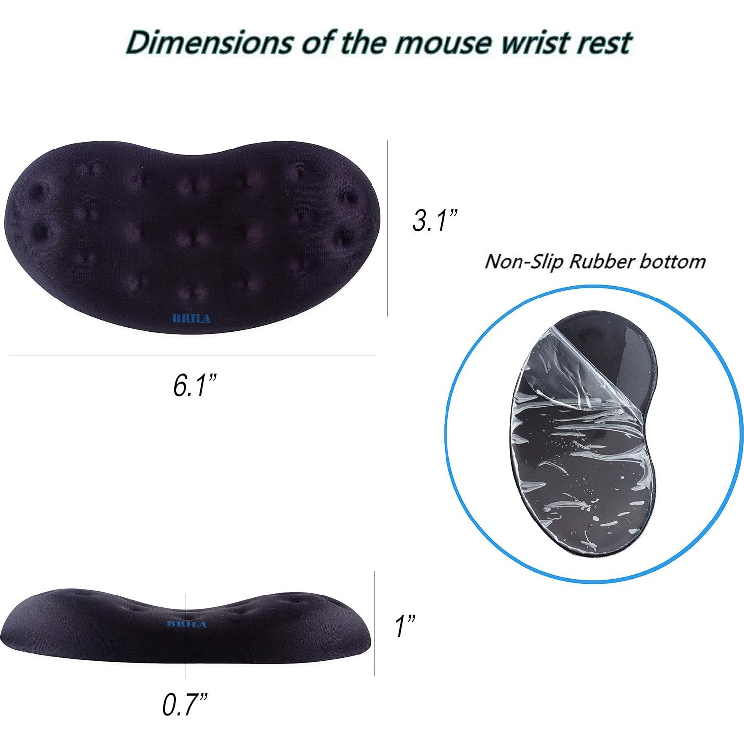 Reposamuñecas Ergonómico BRILA de Espuma Viscoelástica Negro