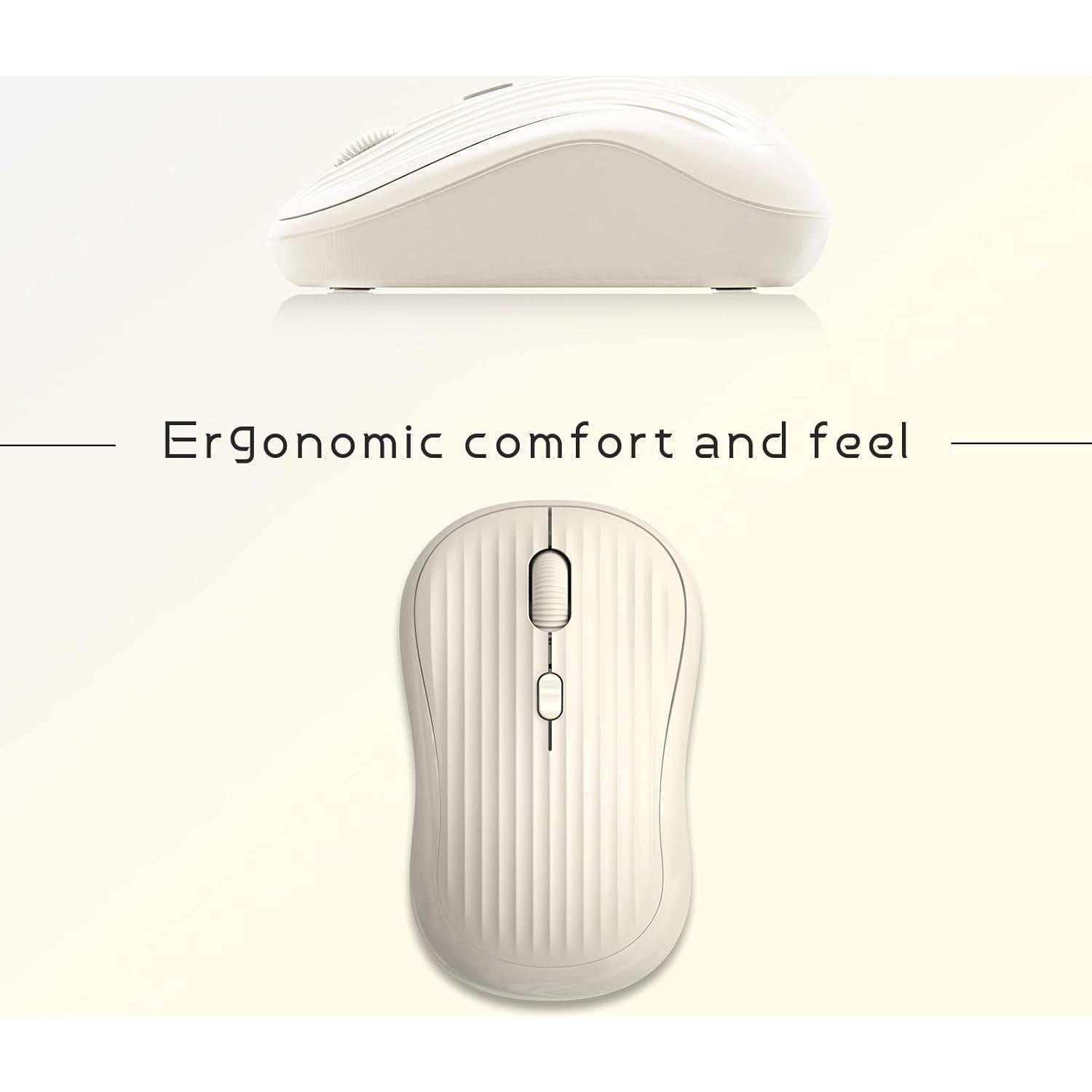 Ratón Inalámbrico ONE-UP Beige, Dual 2.4G + Bluetooth, Recargable