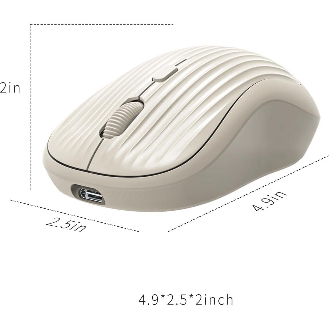 Ratón Inalámbrico ONE-UP Beige, Dual 2.4G + Bluetooth, Recargable