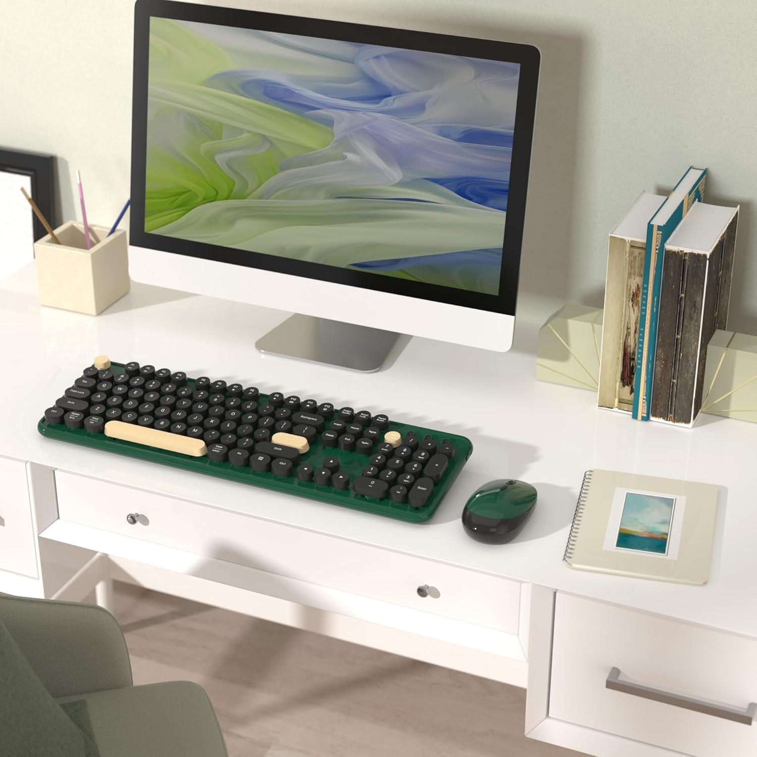 Combo Teclado y Ratón Inalámbricos COVEVA Verde Oscuro