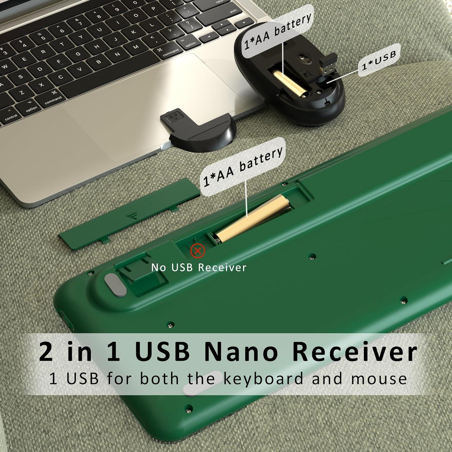 Combo Teclado y Ratón Inalámbricos COVEVA Verde Oscuro