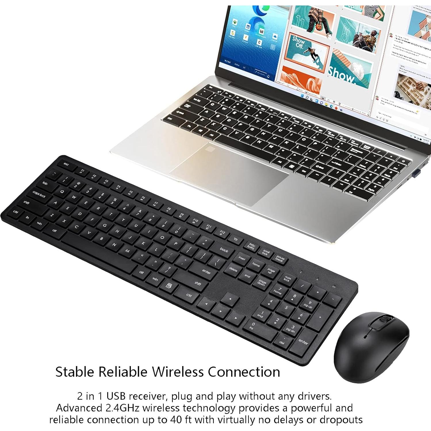 Combo Teclado y Ratón Inalámbrico Harburfine Negro 2.4G