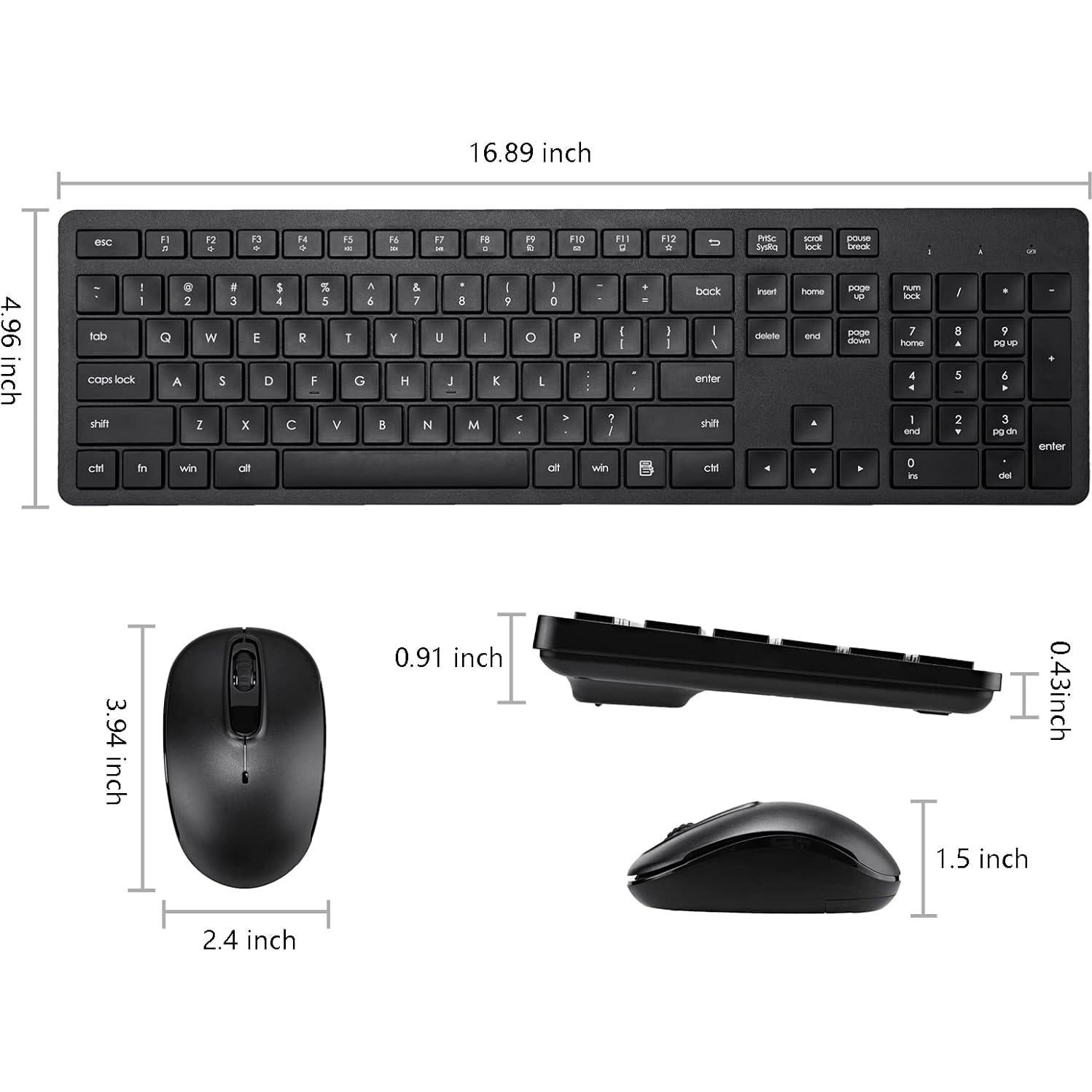Combo Teclado y Ratón Inalámbrico Harburfine Negro 2.4G