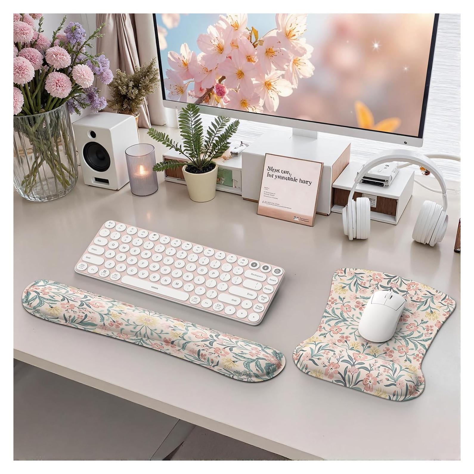 Reposamuñecas Ergonómico iCasso Floral Rosa - Espuma de Memoria