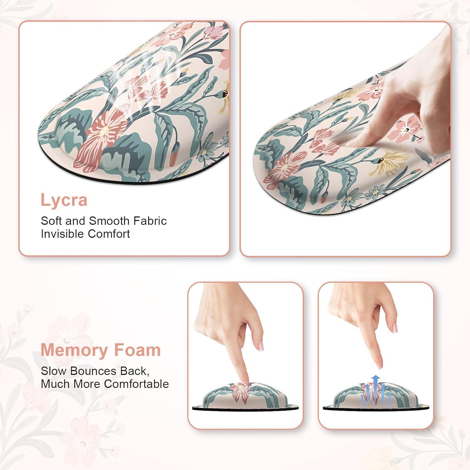 Reposamuñecas Ergonómico iCasso Floral Rosa - Espuma de Memoria