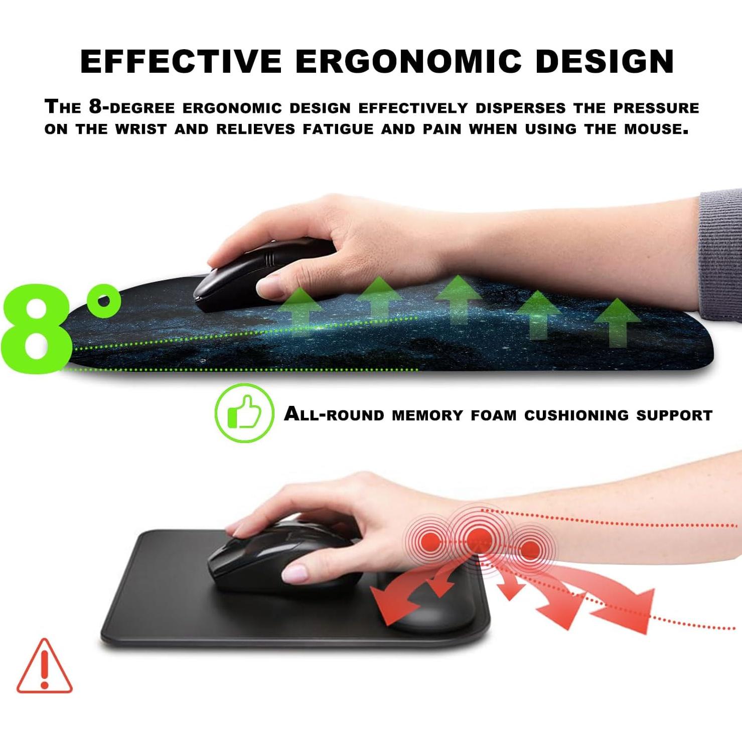 Alfombrilla de Ratón Ergonómica KUOSGM con Soporte para Muñeca