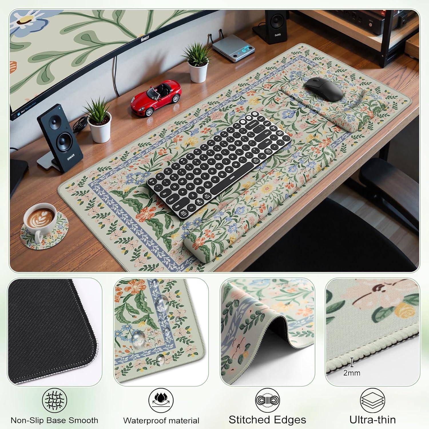 Alfombrilla de Escritorio Ergonómica iCasso Verde 4 en 1