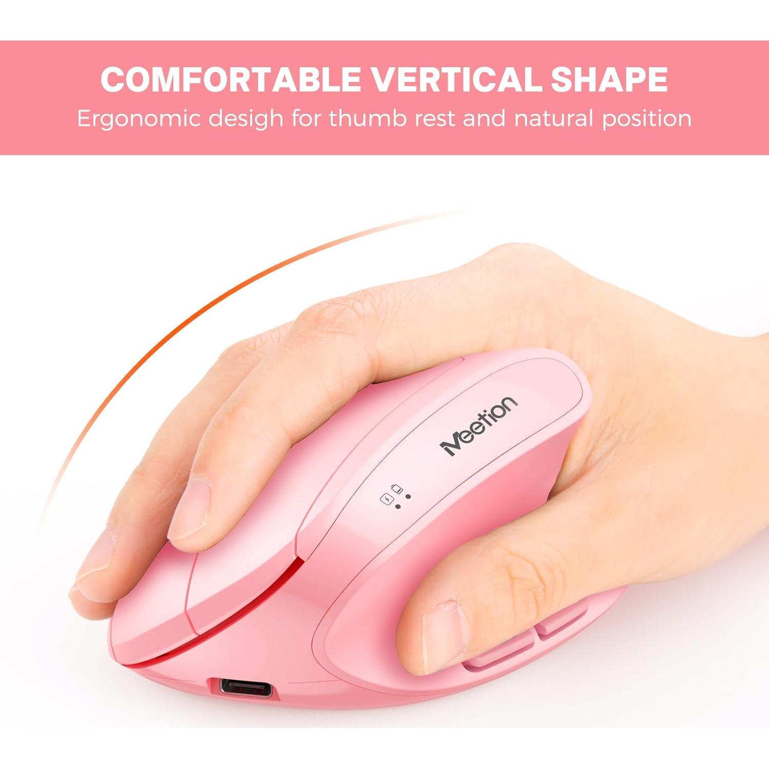 Teclado y Ratón Ergonómico Inalámbrico MEETION Director-C Rosa