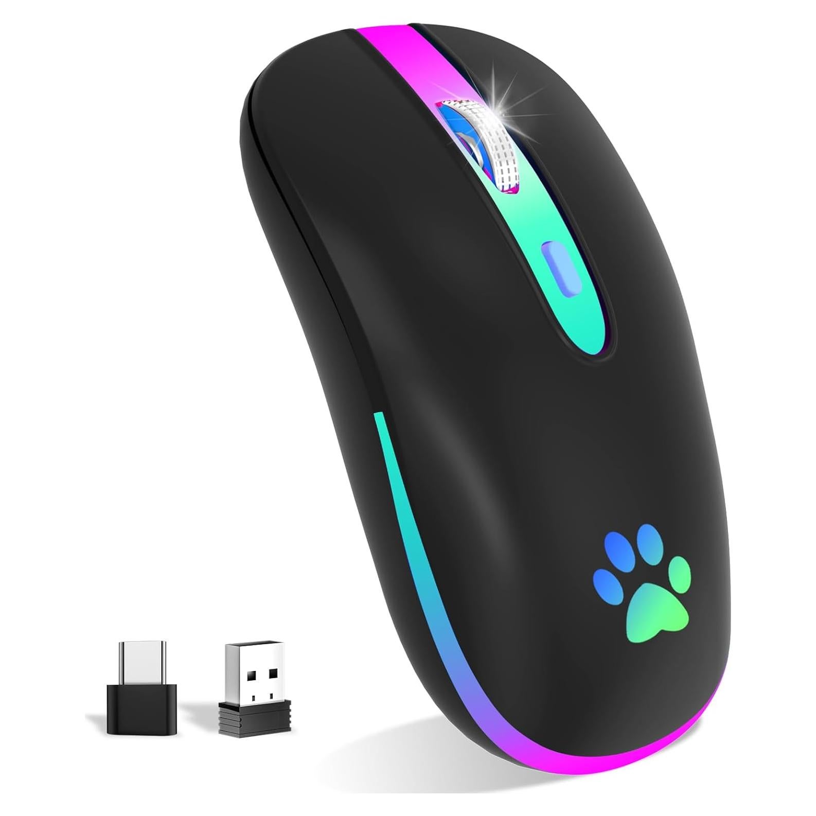 Ratón Inalámbrico Recargable FUWANG LED Negro 2.4G/Bluetooth