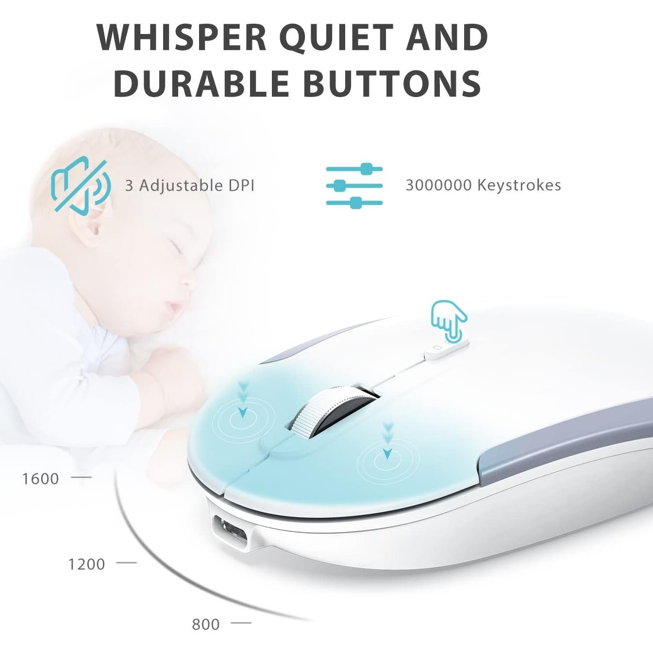 Combo Teclado y Ratón Inalámbricos iClever GK08 Blanco Ergonómico