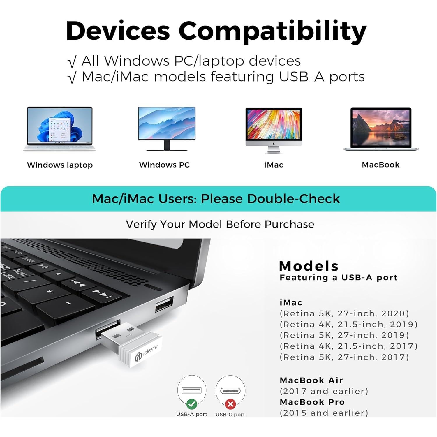 Combo Teclado y Ratón Inalámbricos iClever GK08 Blanco Ergonómico