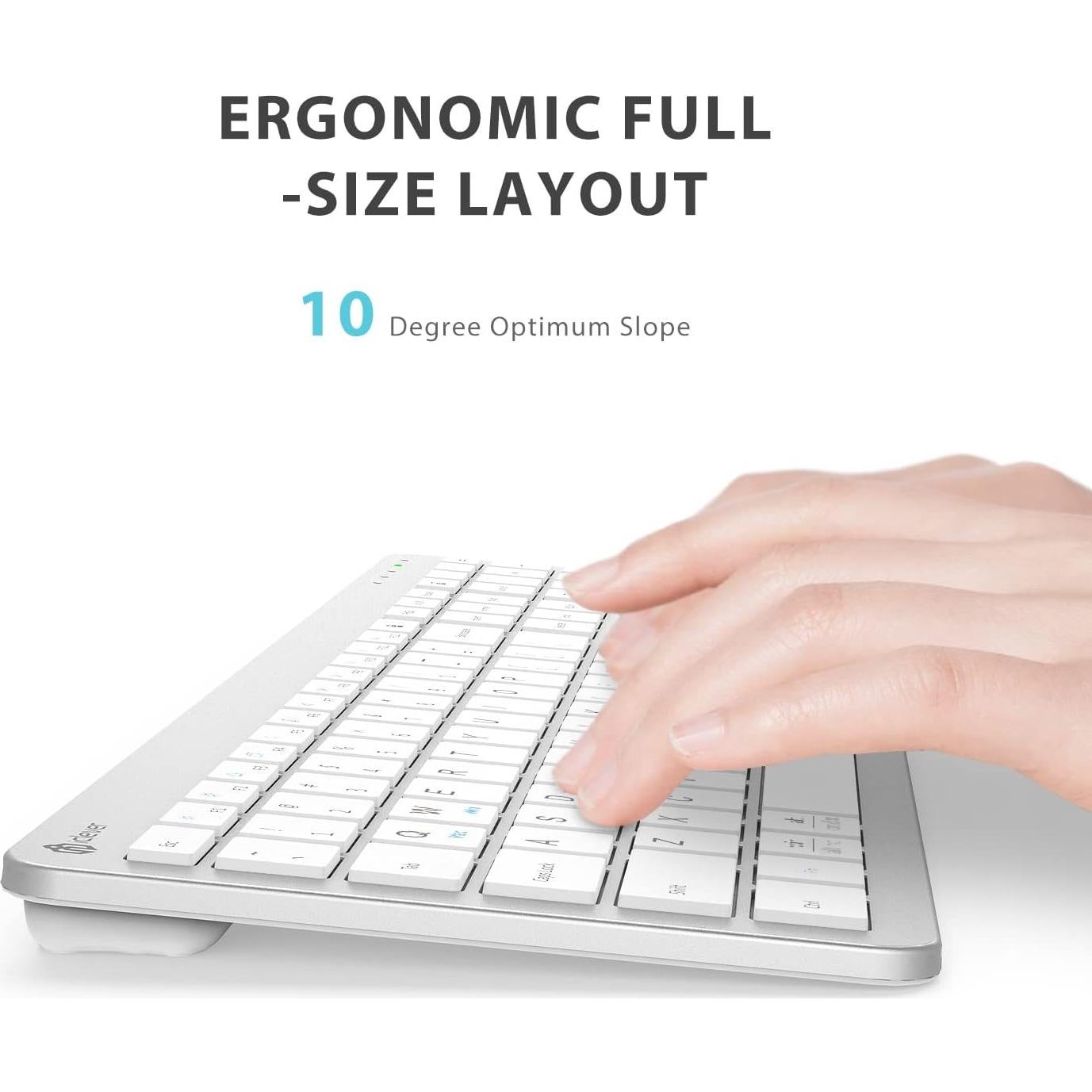 Combo Teclado y Ratón Inalámbricos iClever GK08 Blanco Ergonómico