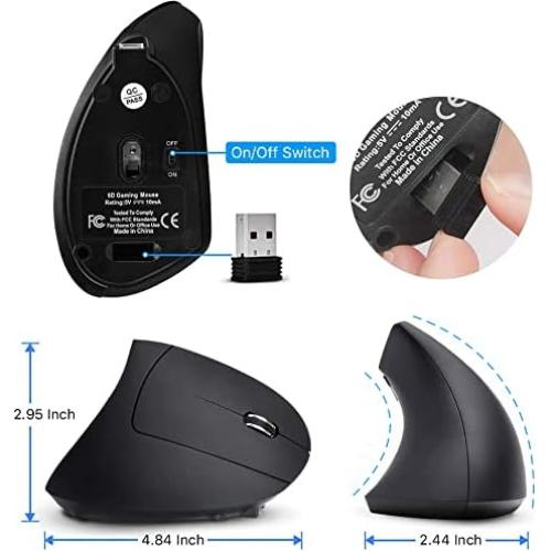 Ratón Vertical Ergonómico Inalámbrico Letaclanic 800/1600 DPI