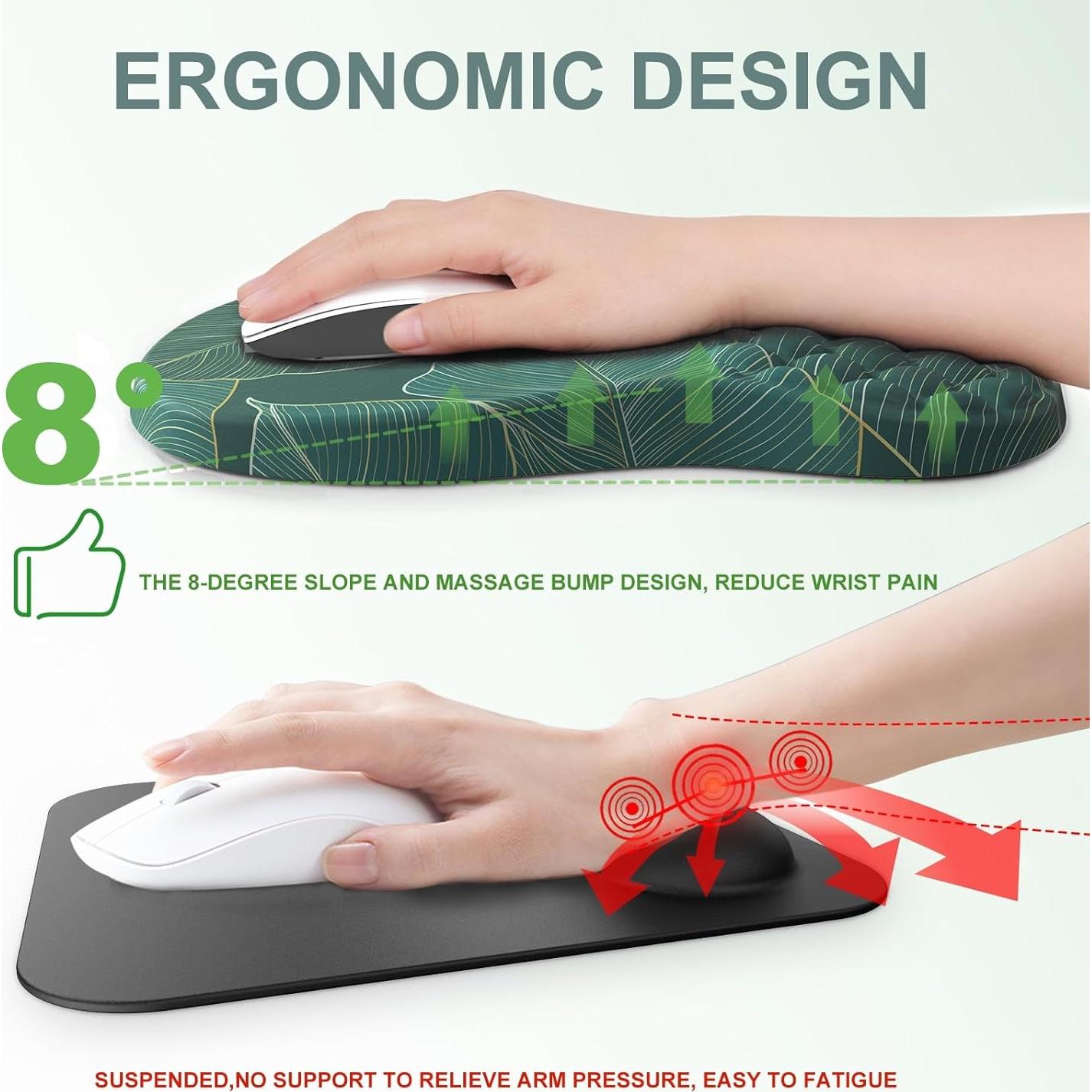 Almohadilla Ergonómica G JGOO con Reposamuñecas y Posavasos