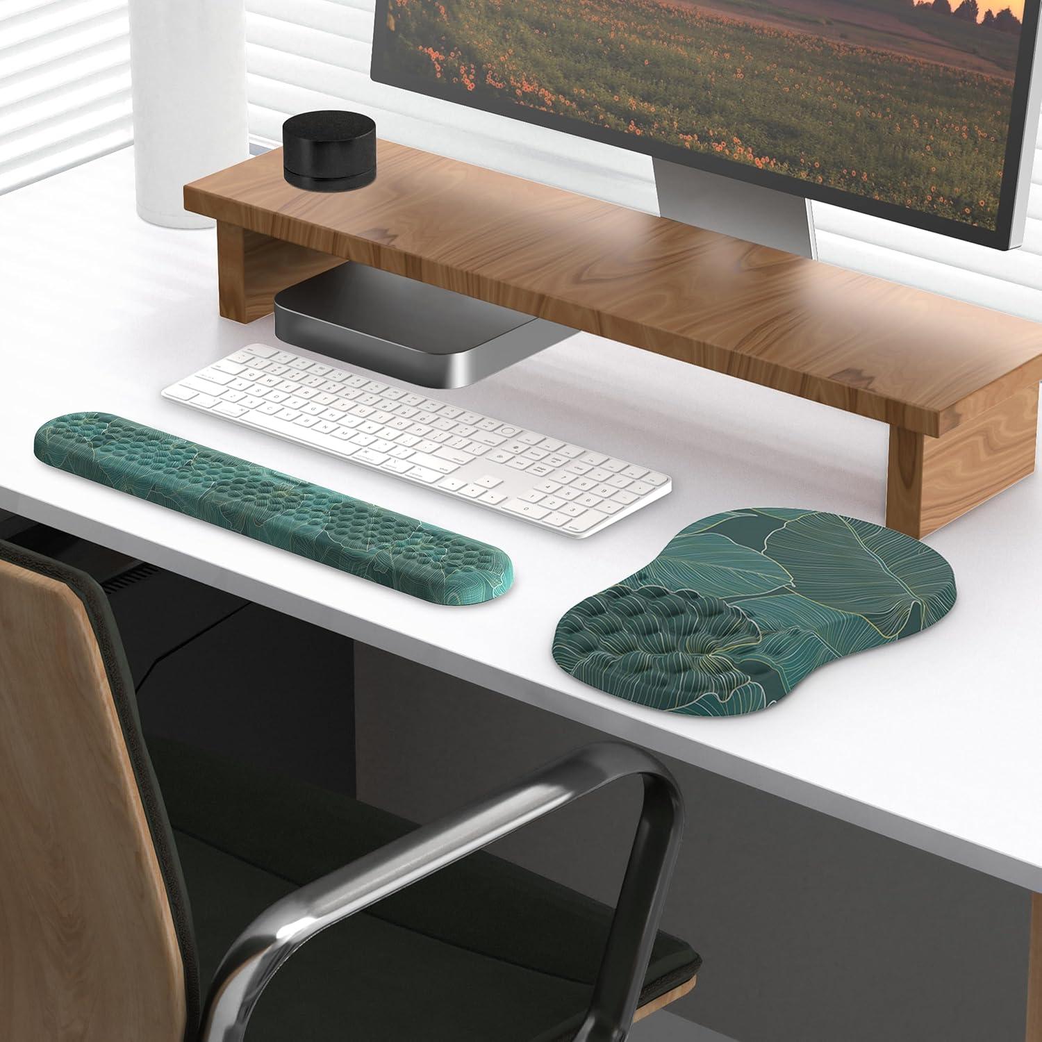 Almohadilla Ergonómica G JGOO con Reposamuñecas y Posavasos