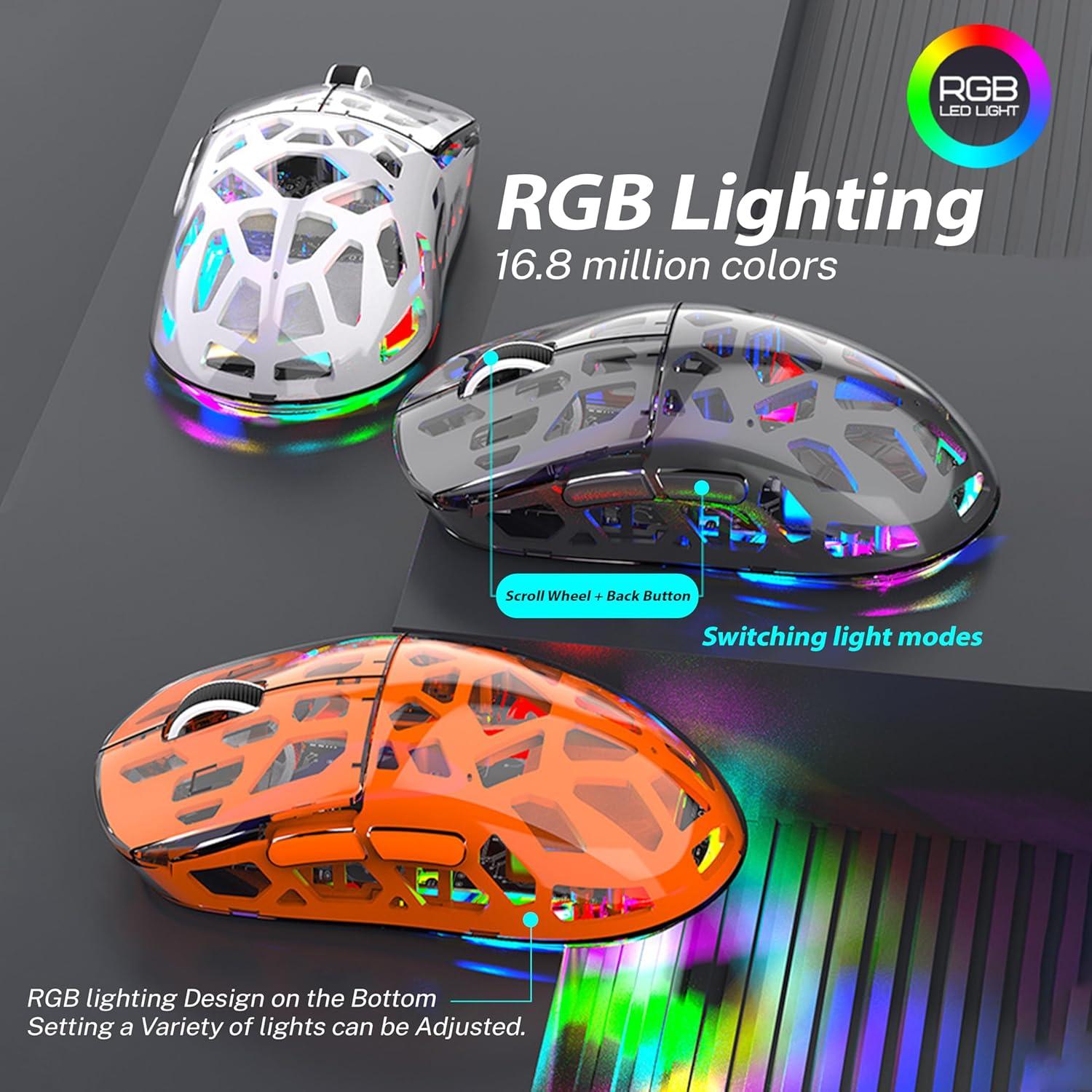 Ratón Mecánico RGB Inalámbrico Attoe BM560 Ergonómico 3600 DPI