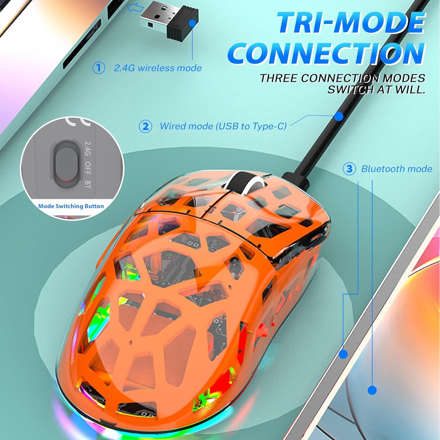 Ratón Mecánico RGB Inalámbrico Attoe BM560 Ergonómico 3600 DPI