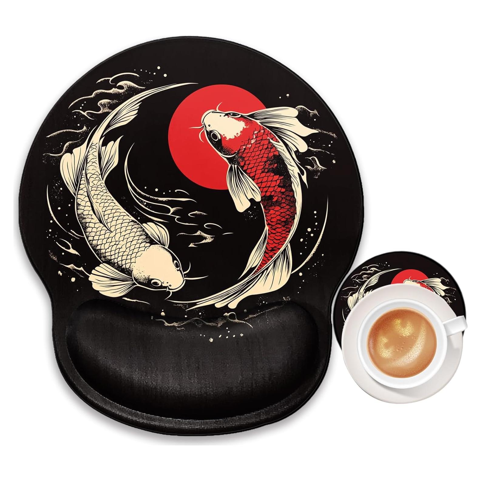 Alfombrilla de Ratón Ergonómica BBSujane Koi Fish con Gel