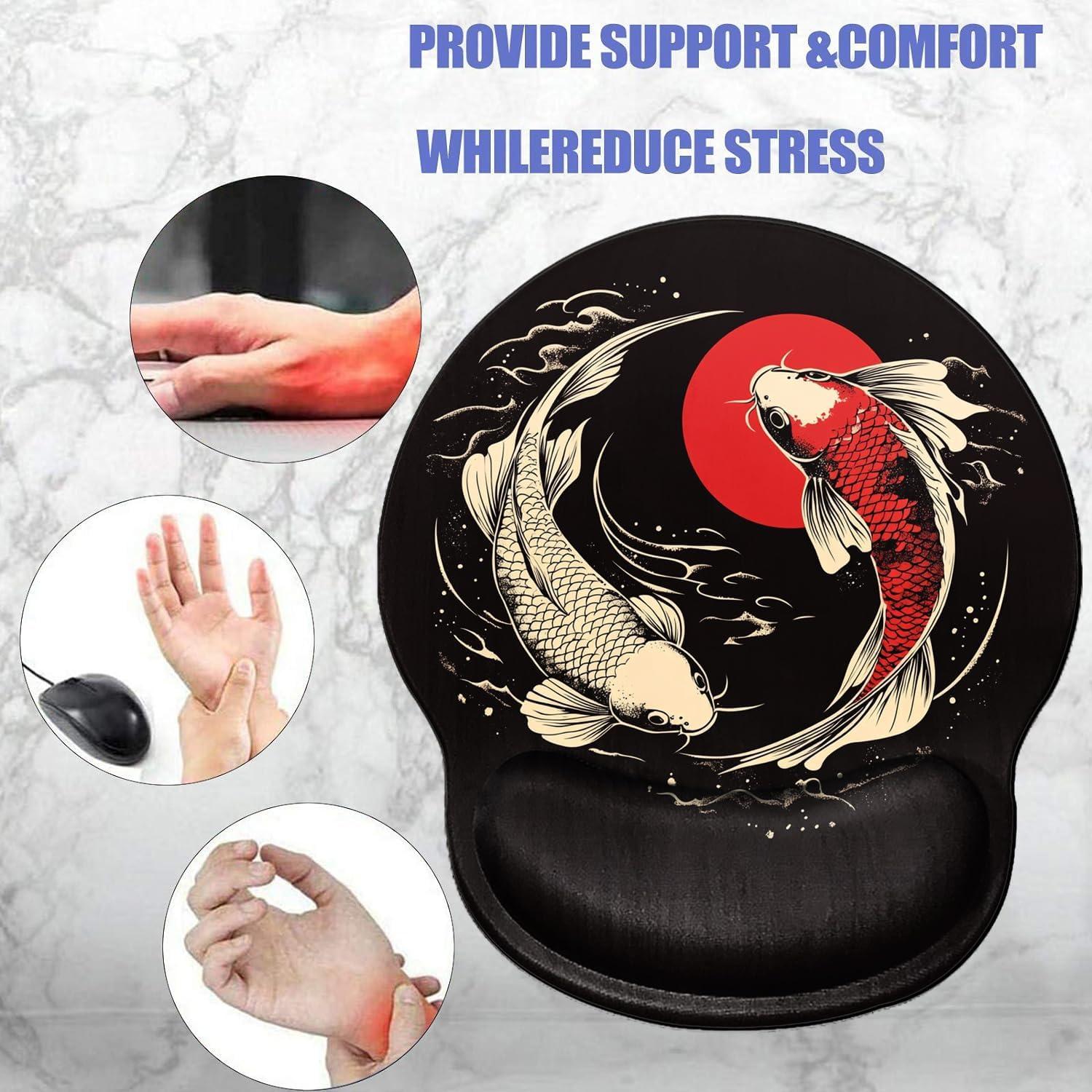 Alfombrilla de Ratón Ergonómica BBSujane Koi Fish con Gel