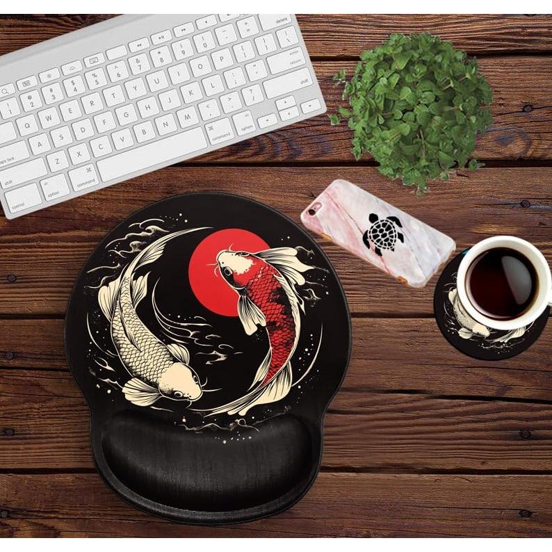 Alfombrilla de Ratón Ergonómica BBSujane Koi Fish con Gel