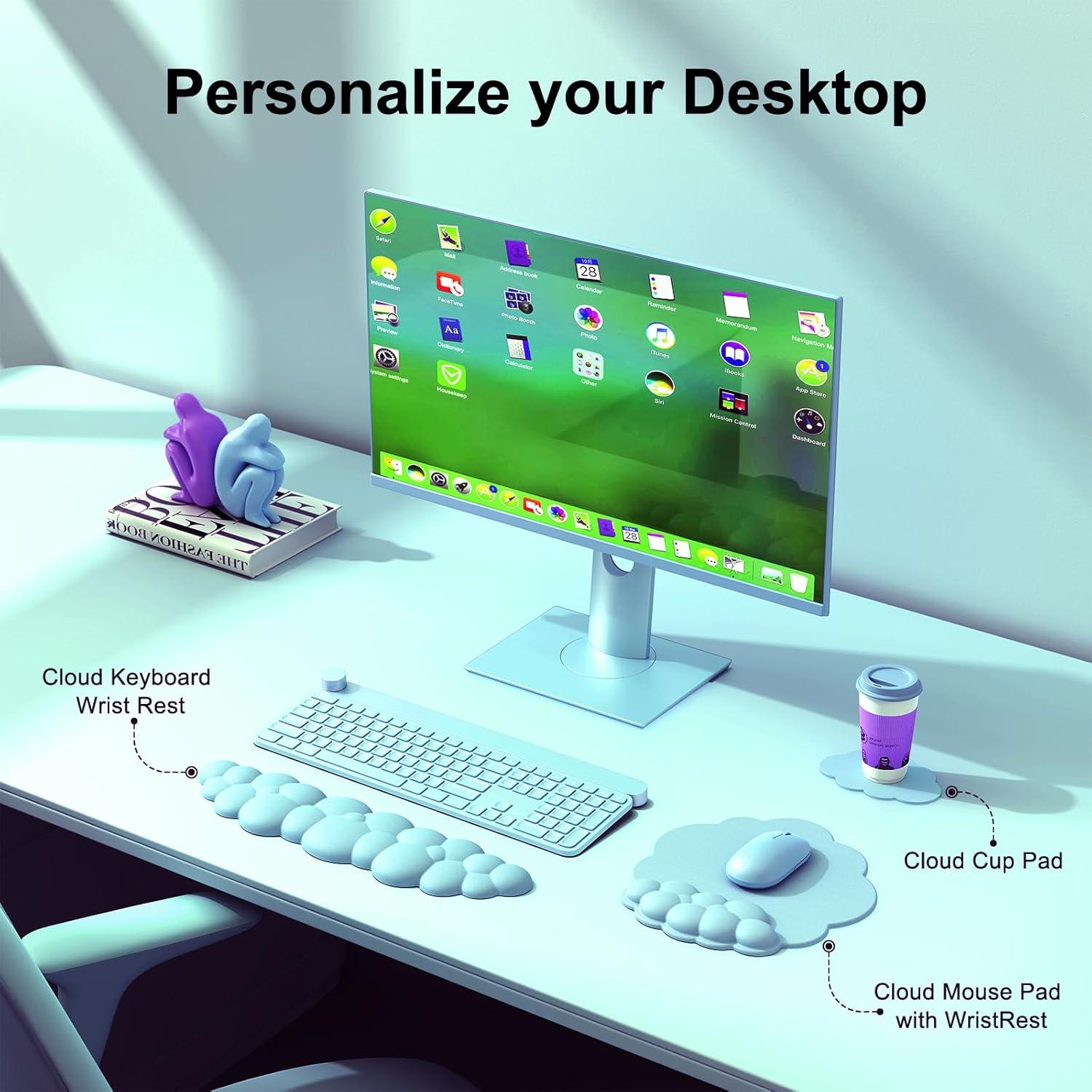 Alfombrilla de Ratón Ergonómica MOKURU Nube Azul con Reposamuñecas