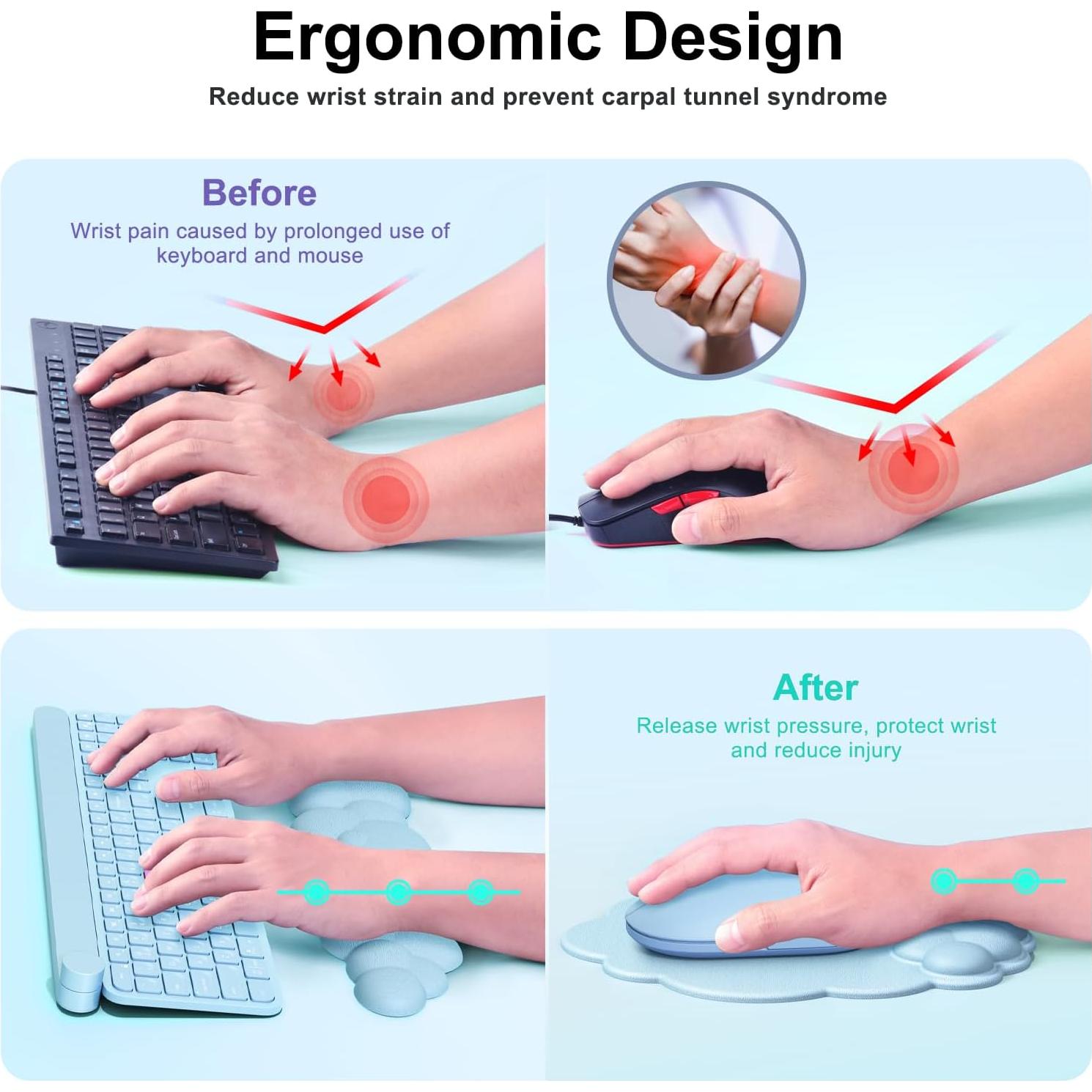 Alfombrilla de Ratón Ergonómica MOKURU Nube Azul con Reposamuñecas